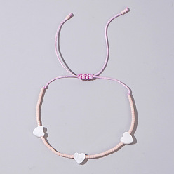 Pink Браслеты из бисера и стеклянных бусин в стиле бохо, украшения из натуральных ракушек для женщин, сердце, розовые