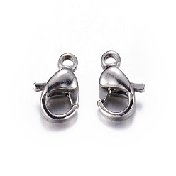 Stainless Steel Color 304 Stainless Steel Lobster Claw Clasps, Parrot Trigger Clasps, Manual Polishing, 9x5x2.5mm, Hole: 1mm
