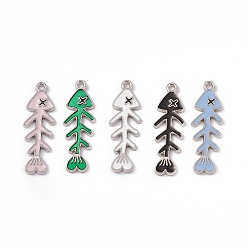 (52) Непрозрачная лаванда Подвески из эмали и сплава, очарование рыбьей кости, платина, разноцветные, 34x11x1.5 мм, отверстие : 1.6 мм