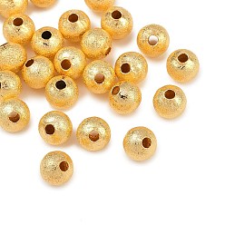 Золотой Текстурированные латунные бусы, долговечный, стойки покрытие, круглые, золотые, 6 мм, отверстие : 1.6 мм