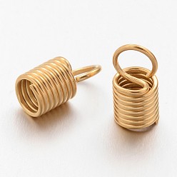 Золотой Ионное покрытие (ip) 304 конец спирального шнура из нержавеющей стали, трубка, золотые, 11x5.5 мм, отверстие : 4 мм, 4 мм внутренним диаметром