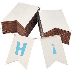 Желтая Старая Ткань  Прямоугольные незаконченные заготовки деревянных подвесок для художественной росписи, пирография, домашнего декора, с джутовым шнуром, старое кружево, 149x96x2 мм, отверстие : 3 мм