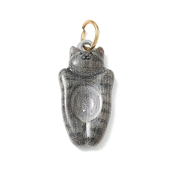 Noir 304 acier inoxydable émail pendentifs, charme en forme de chat, avec anneau de saut, noir, 21x11x3mm, Trou: 4.5mm