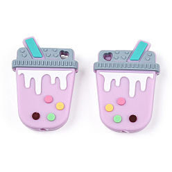 Сливовый Силиконовые фокусные шарики, чай с шариками тапиоки/молочный чай, слива, 35x24x8 мм, отверстие : 2.5 мм