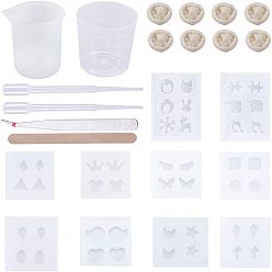 Белый Силиконовые формы, формы для литья смолы, для уф-смолы, изготовление ювелирных изделий из эпоксидной смолы, 304 из нержавеющей стали бисером пинцет, разнообразные, белые, 48x48x5 мм, внутренний диаметр: 13x13 мм