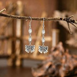 Bowknot Серьги с подвесками из сплава и смолы, античное серебро, бантом, 63x17 мм