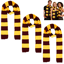 Gold Polycotton Stripe Scarf for Women Girls, Gold, 1720x150x1.5mm