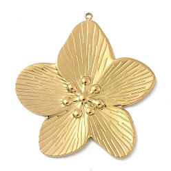 Настоящее золото 18K 304 из нержавеющей стали большие кулоны, цветок, ионное покрытие (ip), реальный 18 k позолоченный, 52x48.5x2 мм, отверстие : 1.6 мм