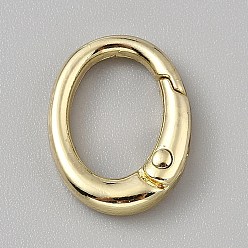 Light Gold Alloy Spring Gate Rings, Oval, Light Gold, 19x15x4mm
