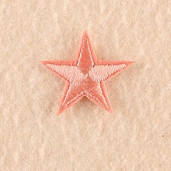 Светло-Коралловый Компьютеризированная вышивка тканью утюжок на / шить на заплатках, аксессуары для костюма, аппликация, звезда, свет коралловый, 3x3 см