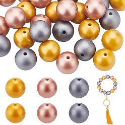 (52) Непрозрачная лаванда 45 шт. 3 цветные экологически чистые силиконовые шарики для пищевых продуктов, круглые, разноцветные, 15 мм, отверстие : 2 мм, 15 шт / цвет