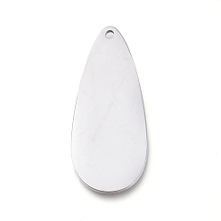 Нержавеющая Сталь Цвет Устойчивые к потускнению 304 подвески из нержавеющей стали, зеркальная полировка, штамповка пустой метки, лазерная резка, слеза, цвет нержавеющей стали, 27x11.3x0.8 мм, отверстие : 1.2 мм