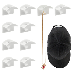 White Adhesive Resin Hook Hangers, Wall Mounted Hooks, for Hat, Bag, White, 38x48x33mm