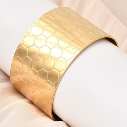 Золотой 316 l хирургические браслеты-манжеты из нержавеющей стали, широкие браслеты для женщин, соты, золотые, внутренний диаметр: 2.44 дюйм (6.2 см), ширина 38.5мм