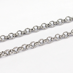 Нержавеющая Сталь Цвет Устойчивые к потускнению 304 цепи Rolo из нержавеющей стали, отрыгивающие цепи, несварные, цвет нержавеющей стали, 3x1 мм