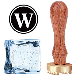 Letter W 1головка штампа из латуни золотистого тона, с прямоугольными бархатными мешочками 1pc и ручкой из грушевого дерева 1pc, для сургучной печати, буква.w, латунная головка штампа: 30x12 мм, 3 шт / комплект