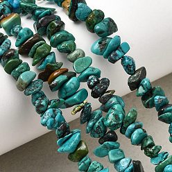 Бирюза из Хубэя Натуральные нити бирюзовый шарик Hubei, самородок, 5~10x5~10x1.5~5 мм, отверстие : 0.5 мм, 34.65~35.43'' (88~90 см)