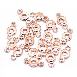 Echtes rosafarbenes Gold überzogen Messingverbinder Stecker, Bleifrei und Cadmiumfrei und Nickel frei, Ring, Echtes rosafarbenes Gold überzogen, 9x4x1 mm, Bohrung: 1 mm