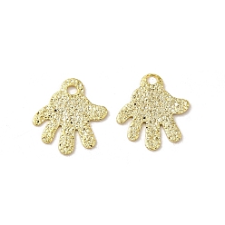 Real 24K Gold Plated Brass Pendants, Cadmium Free & Lead Free, Hand Charms, Real 24K Gold Plated, 9x8.5x0.6mm, Hole: 1mm