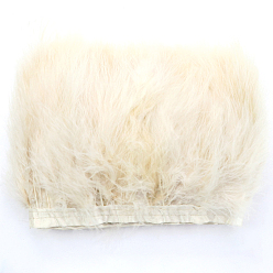 Old Lace Turkey Feather Fringe Trimming, Costume Accessories, Dyed, Old Lace, 5-1/8 inch(130mm), about 2.19 Yards(2m)/Bag