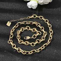 Настоящее золото 18K Латунные цепочки с овальными и витыми звеньями для женщин, долговечный, стойки покрытие, без свинца и без кадмия, реальный 18 k позолоченный, 18.82 дюйм (47.8 см)