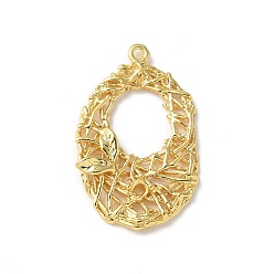 Oval Латунные микро проложить кубического циркония подвески, реальный 18 k позолоченный, без кадмия и без свинца, стойки покрытие, долговечный, овальные, 26.5x16.5x2.5 мм, отверстие : 1.2 мм