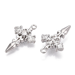 Платина Сплав с подвесками из горного хрусталя, без свинца, без никеля и без кадмия, меч, платина, 28x18x6 мм, отверстие : 1.8 мм