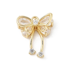 Настоящее золото 14K Латунные микро проложить кубического циркония подвески, без кадмия, без никеля и без свинца, бабочки прелести, реальный 14 k позолоченный, 17x14x6 мм, отверстие : 1.5 мм