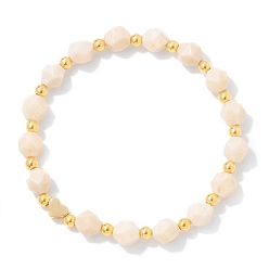 Ископаемое Ограненные круглые натуральные ископаемые бусины, растягивающиеся браслеты для женщин и мужчин, внутренний диаметр: 2-3/8 дюйм (6 см)