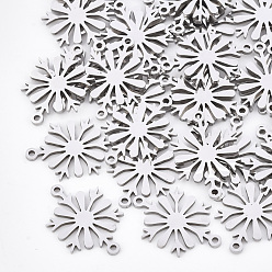 Нержавеющая Сталь Цвет Устойчивы к потускнению 201 соединители из нержавеющей стали, лазерная резка, снежинка, цвет нержавеющей стали, 20x13.5x1 мм, отверстие : 1.2 мм