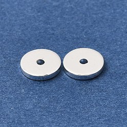 Silver Brass Beads, Flat Round, Rack Plating, Long-Lasting Plated, Silver, 6x0.5mm, Hole: 1mm