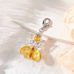 Золотистый Стеклянные подвески в виде ангела, с цинковым сплавом застежками омаров коготь, золотые, 52 мм