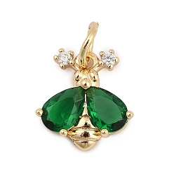 Insects Латунь прокладывает кубические циркониевые прелести, реальный 18 k позолоченный, с целью перехода в кольце, насекомые, 11x10.5x3 мм, отверстие : 3.5 мм