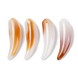 Седло Коричневый Прозрачный лак окрашенные стеклянные подвески, полумесяц, седло коричневый, 42~44x12.5~13.5x7~7.5 мм, отверстие : 1.6 мм