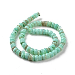 Aquamarine Natural Cultured Freshwater Shell Beads Strands, Dyed, Rondelle, Aquamarine, 6.5~7.5x2~6.5mm, Hole: 1mm, about 85pcs/strand, 14.88 inch(37.8cm)