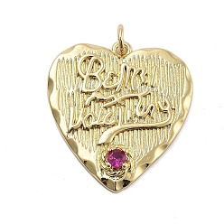 Настоящее золото 18K Латунные микро проложить кубического циркония подвески, с целью перехода в кольце, долговечный, без кадмия и без свинца, сердце прелести, реальный 18 k позолоченный, 25.5x24x4 мм, отверстие : 3 мм