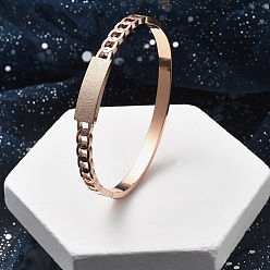 Розовое Золото Ионное покрытие (IP) 304 шарнирные браслеты из нержавеющей стали для женщин, матовые, прямоугольные, розовое золото , внутренний диаметр: 2-1/4x1-7/8 дюйм (5.8x4.9 см)