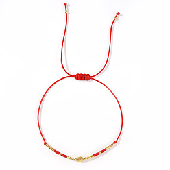 Красный Браслеты из плетеного бисера со стеклянными бусинами для женщин, регулируемые браслеты шнур, красные, 11.02 дюйм (28 см)