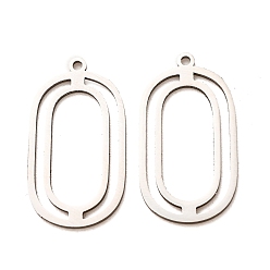 Stainless Steel Color 201 Stainless Steel Pendants, Double Oval Charms, Laser Cut, Cut-Out, Stainless Steel Color, 27x15x1mm, Hole: 1.5mm