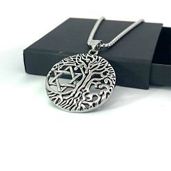 Нержавеющая Сталь Цвет Подвеска в виде дерева жизни из нержавеющей стали, винтажное украшение в виде звезды и дерева счастья.