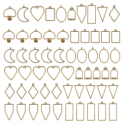 Mixed Color 60Pcs 10 Styles Rack Plating Alloy Triangle Open Back Bezel Pendants, for DIY UV Resin, Epoxy Resin, Pressed Flower Jewelry, Mixed Shapes, Mixed Color, 39x25x3.5mm, Hole: 3mm, 6pcs/style