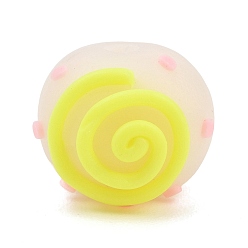 Yellow Handmade Polymer Clay Beads, Round with Spiral Pattern, Yellow, 17.5x14.5mm, Hole: 3mm