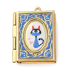 Золотой 304 подвески из нержавеющей стали Locket, Подвески в форме кошки в форме прямоугольника, золотые, 26.5x19x5 мм, отверстие : 1.8 мм, внутренний диаметр: 14.5x9.5 мм