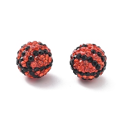 Гиацинт Бусины со стразами, полимерная глина , Двухцветный цвет, pave disco бусины, круглые, баскетбол, гиацинт, 12 мм, отверстие : 1.4 мм