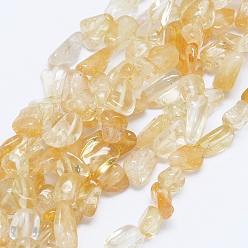 Citrine Natural Citrine Beads Strands, Tumbled Stone, Nuggets, 8~14x5~9mm, Hole: 1.2mm, 15.7 inch(40cm)