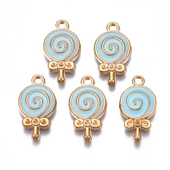 Light Sky Blue Rack Plating Alloy Enamel Pendant Rhinestone Settings, Free & Nickel Free & Lead Free, Candy, Light Sky Blue, Fit for 1.2mm Rhinestone, 18x10x2.5mm, Hole: 1.6mm