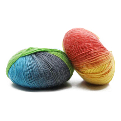 Разноцветный Радужная однониточная окрашенная нить градиентного цвета чистая шерстяная нить, мягкий и теплый, для шали-шарфа ручной вязки, красочный, около 196.85 ярдов (180 м) / рулон