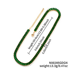 Зеленый Женские теннисные ожерелья с прямоугольными кубическими цирконами из латуни, золотые, зелёные, 12.99 дюйм (33 см)