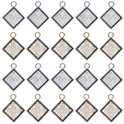 Платиновый & Золотой 40шт 2 цветной сплав подвески со стразами, ромб прелести, платиной и золотом, 18.5x15x2.5 мм, отверстие : 1.8 мм, 20 шт / цвет