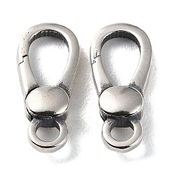 Antique Silver 925 Thailand Sterling Silver Lobster Claw Clasps, Oval, Antique Silver, 15.5x7x3.5mm, Hole: 2mm